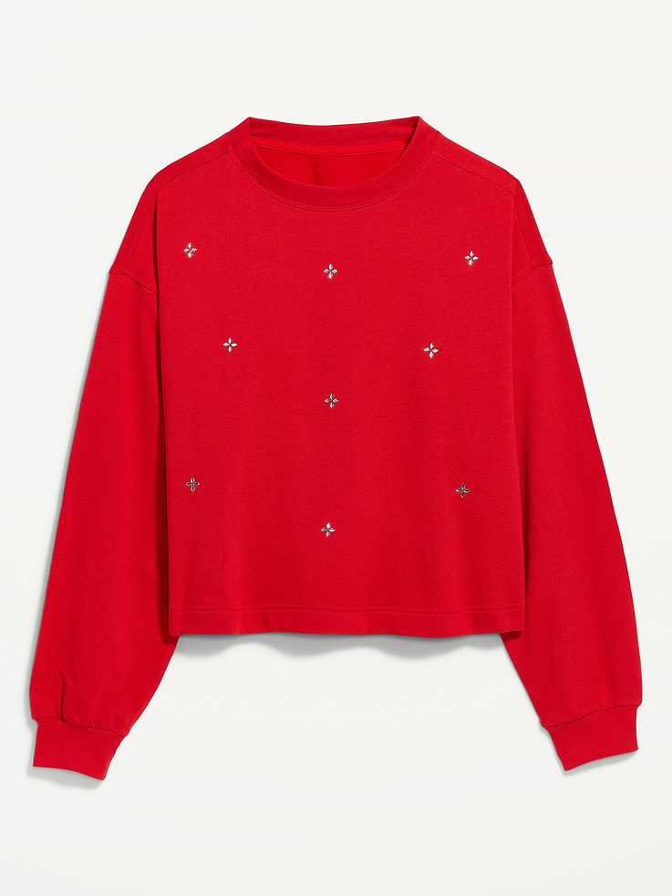 Image 1 of 7, crew neck, long drop-shoulder sleeves, rib-knit cuffs, Product #1185311