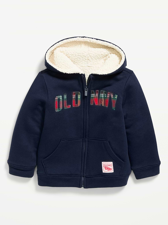 Logo Graphic Sherpa-Lined Full-Zip Hoodie for Toddler Boys