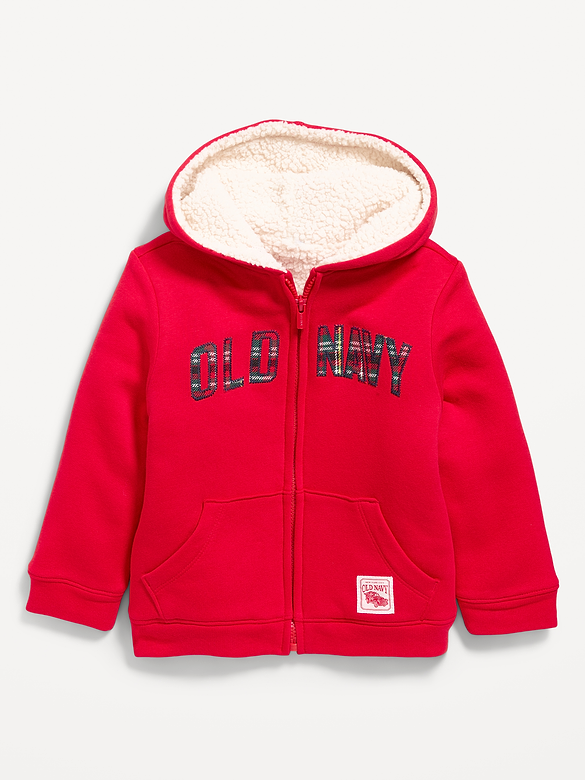 Logo Graphic Sherpa-Lined Full-Zip Hoodie for Toddler Boys