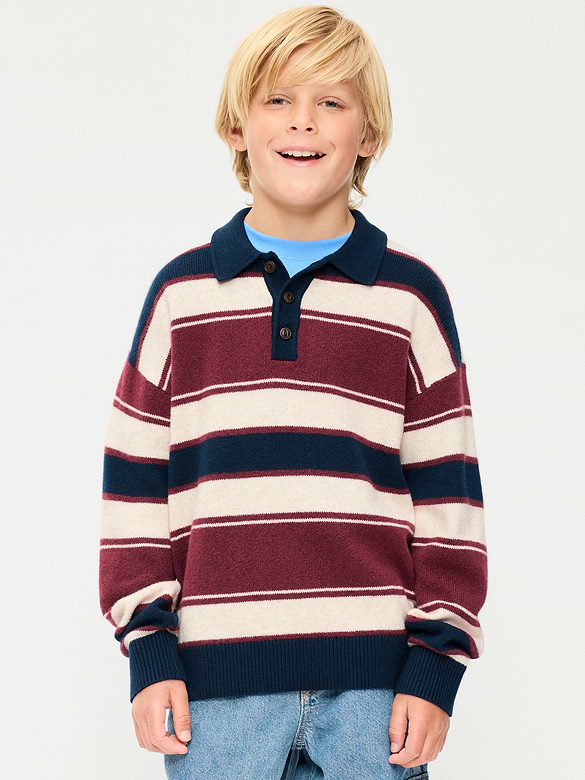 SoSoft Oversized Collared Striped Sweater for Boys