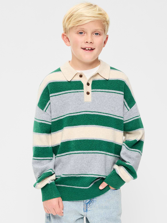 SoSoft Oversized Collared Striped Sweater for Boys