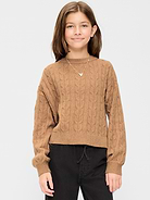 L'image numéro 1 présente Chandail en tricot torsadé à manches longues pour fille