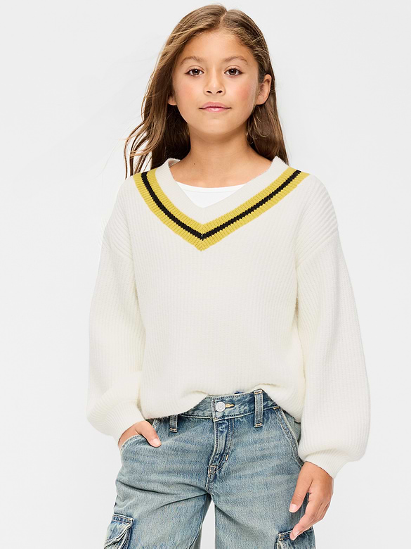 Cropped V-Neck Sweater for Girls