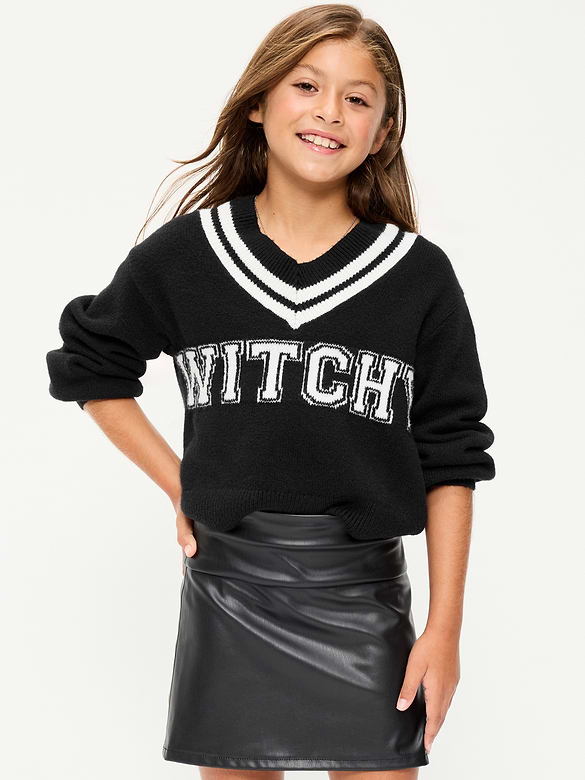 Cropped V-Neck Sweater for Girls