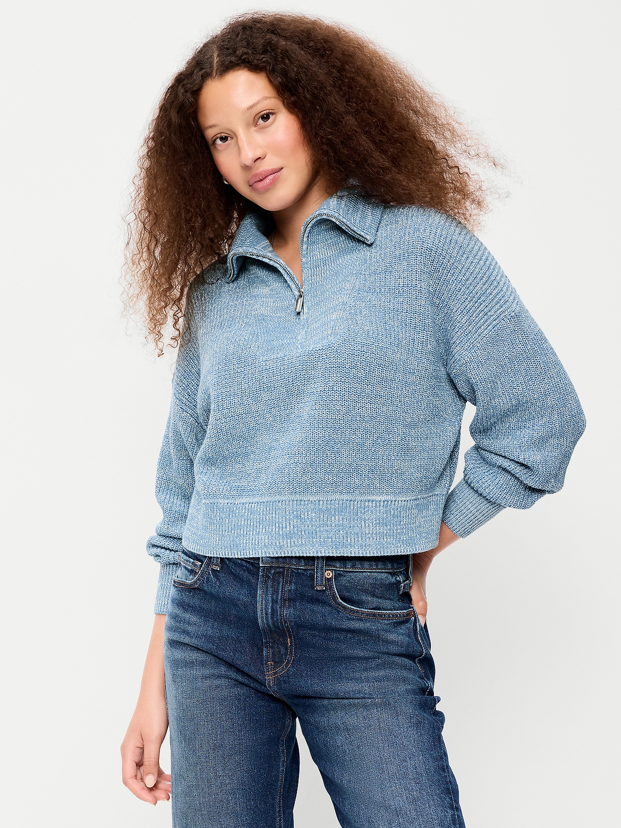 Seaside Cotton Shaker Oversized Half-Zip Sweater | Old Navy