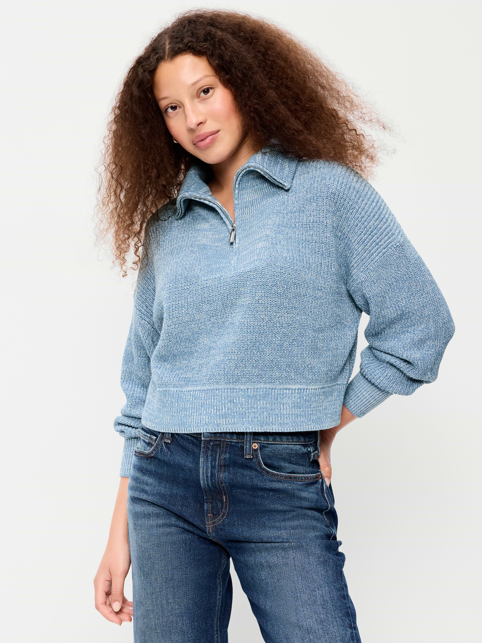 New East Order ポロシャツ ネイビー ユニオンジャック Seaside Cotton Shaker Oversized Half-Zip Sweater | Old Navy