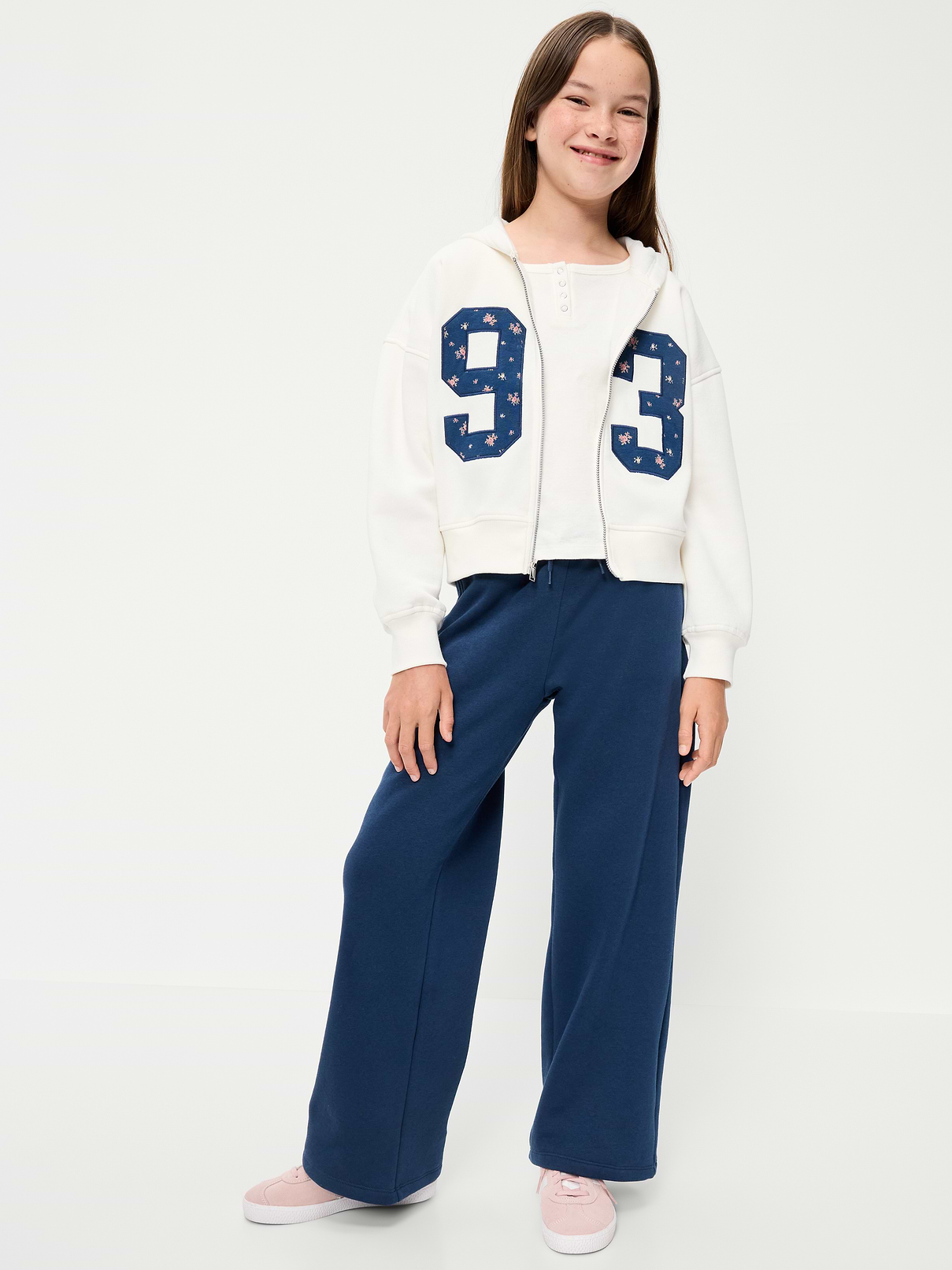 L'image numéro 4 présente Pantalon en coton ouaté à taille haute et jambe jambe à imprimé pour fille