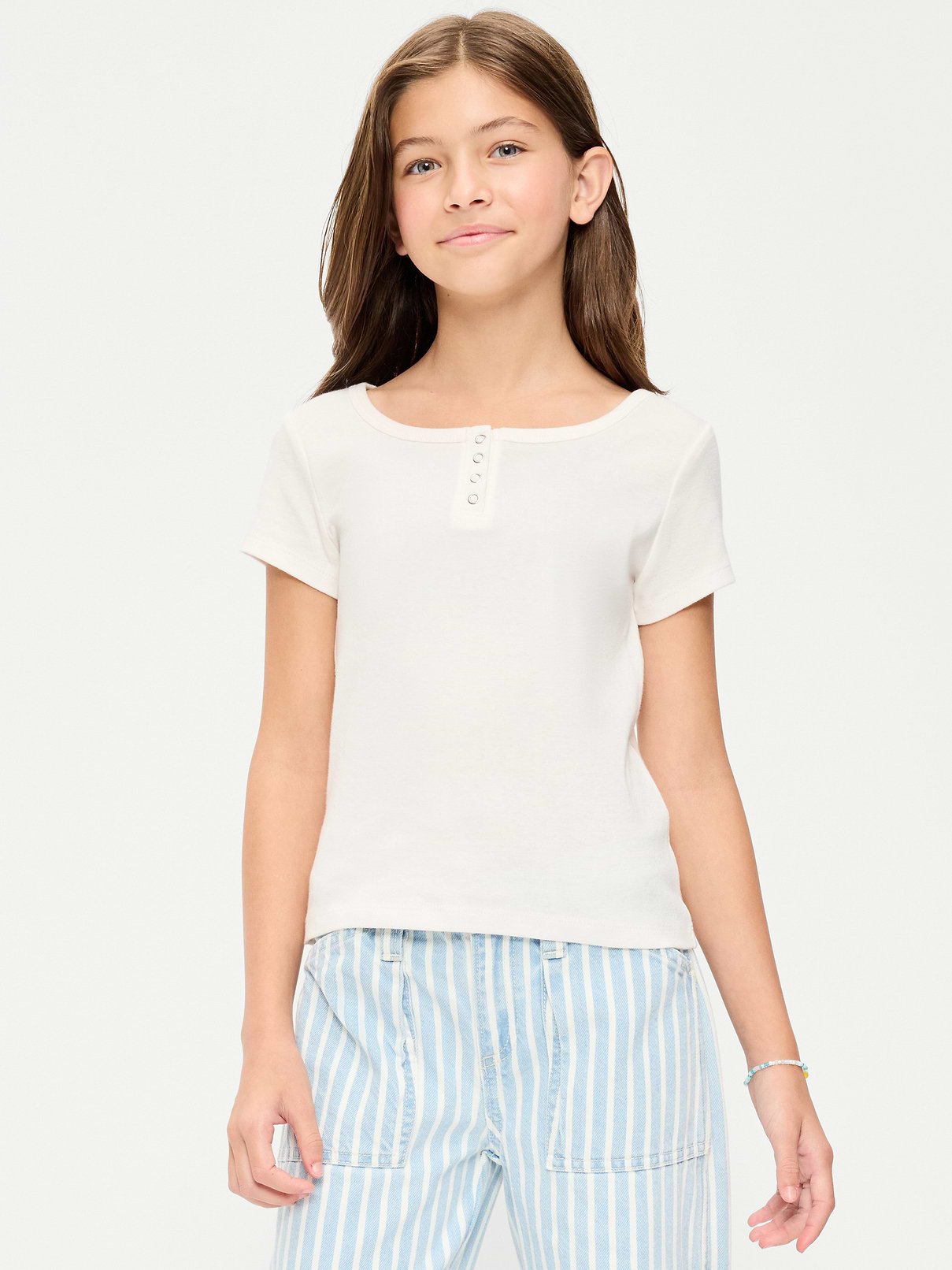 Image number 1 showing, Short-Sleeve Henley Top for Girls