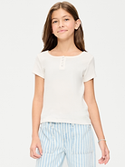 Image number 1 showing, Short-Sleeve Henley Top for Girls