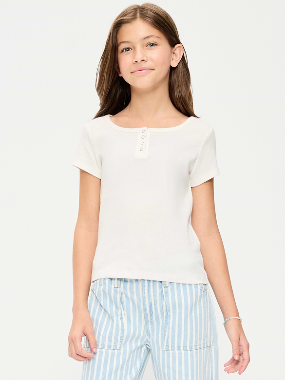 Short-Sleeve Henley Top for Girls