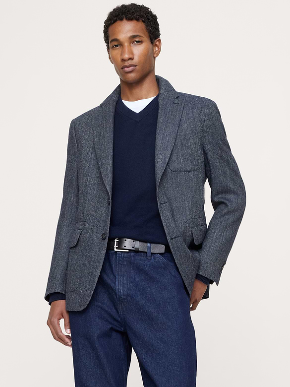Tailored Slim Italian Herringbone Suit Jacket