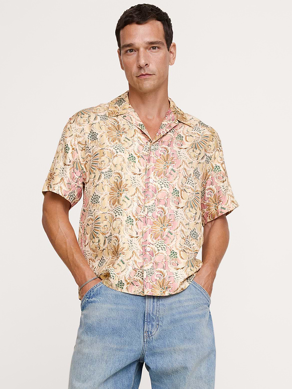 Standard-Fit Silk Resort Shirt