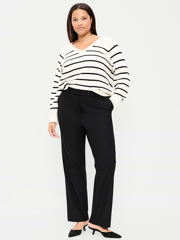 Extra High-Waisted Straight-Leg Twill Pants