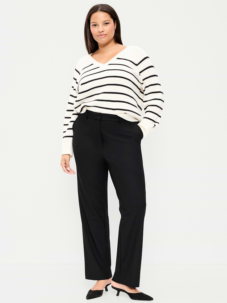 L'image numéro 8 présente Pantalon à jambe droite et à taille très haute en sergé