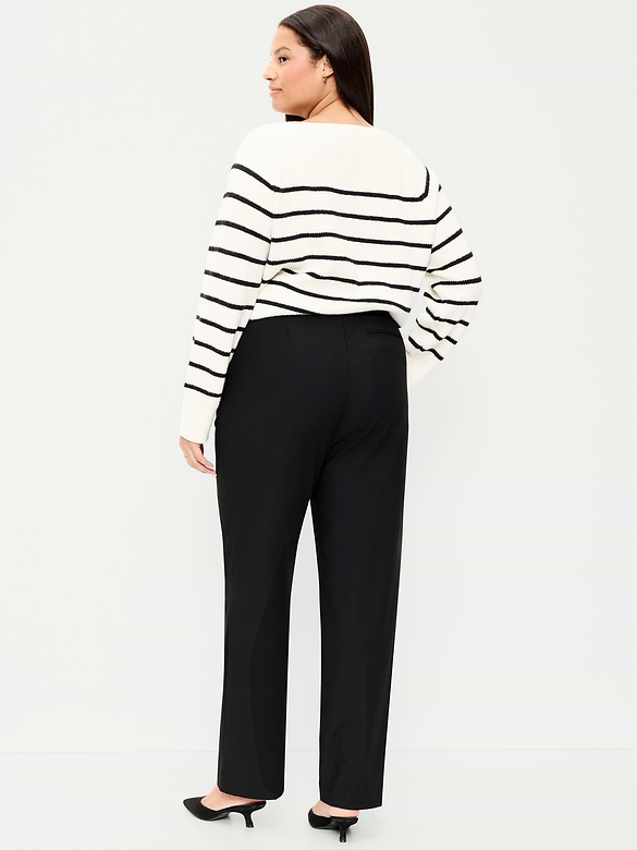 Extra High-Waisted Straight-Leg Twill Pants