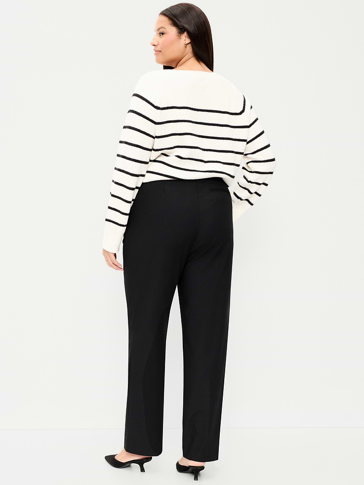 L'image numéro 9 présente Pantalon à jambe droite et à taille très haute en sergé