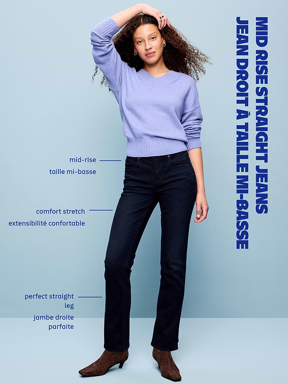 Mid-Rise Straight Leg Jeans