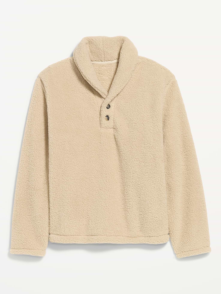 Image 4 of 4, Shawl-Collar Sherpa Pullover