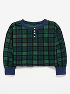 Image 1 of 2, crew neck, four-button henley placket, long sleeves, drop shoulders, Product #1181547