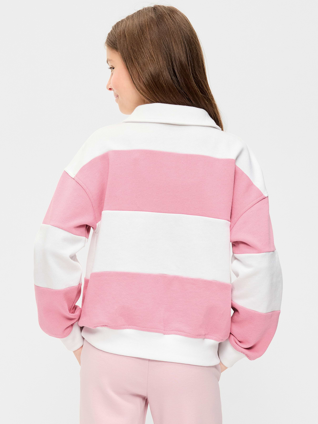 Image 2 of 3, Oversized Long-Sleeve Collared Fleece Sweatshirt for Girls