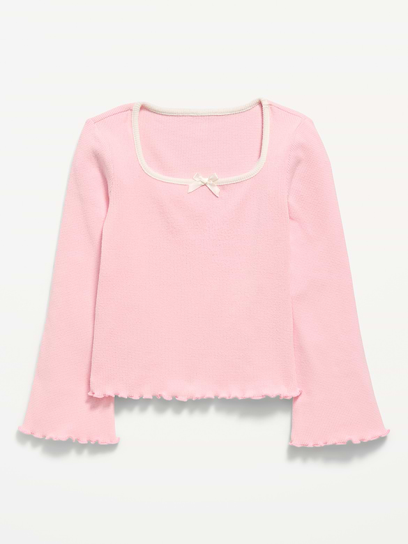 CozePlush Waffle Knit Square-Neck Top for Girls
