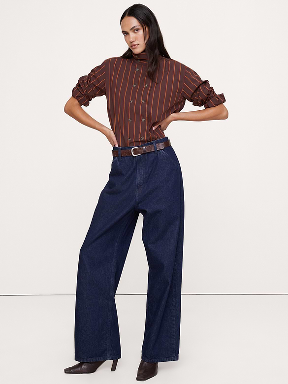 Cotton Foldover Collar Shirt