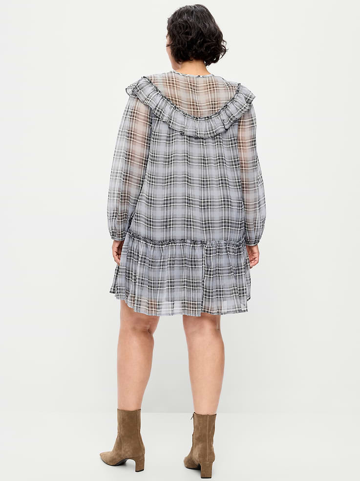 Image 9 of 9, Chiffon Ruffle Swing Mini Dress