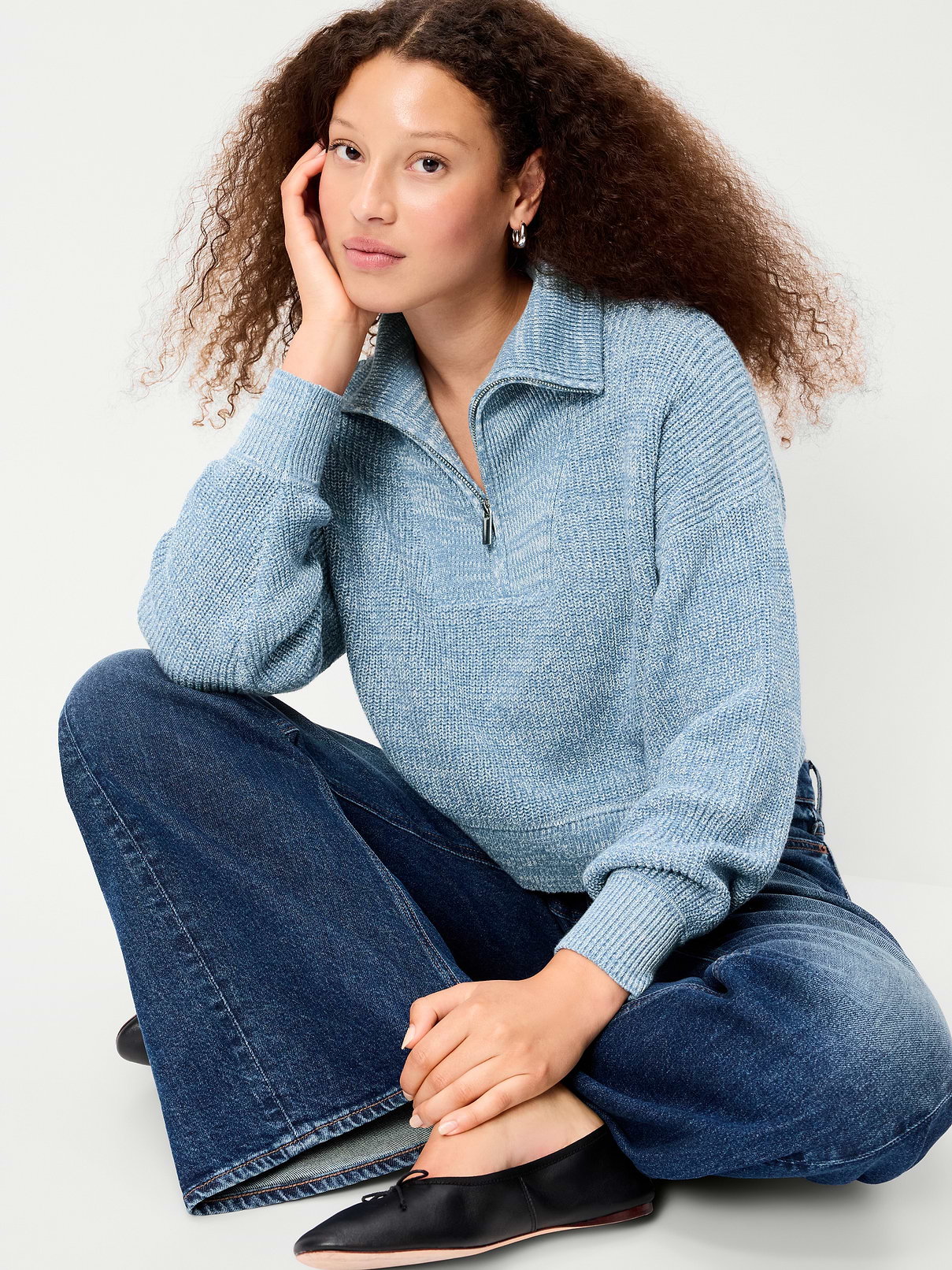 Seaside Cotton Shaker Oversized Half-Zip Sweater | Old Navy