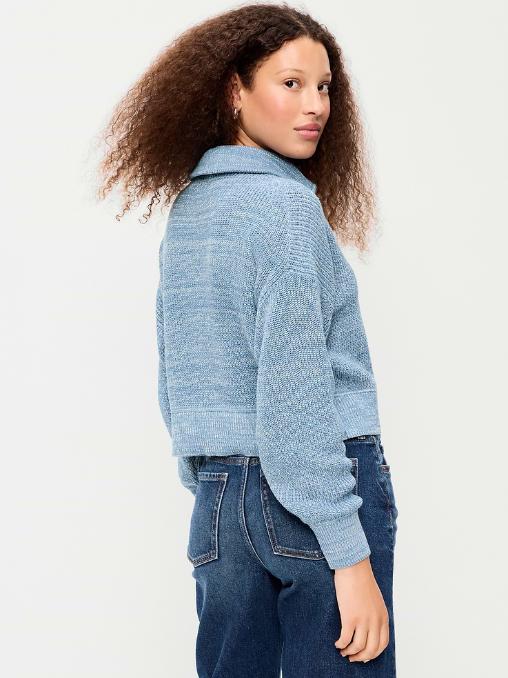 Image 2 of 6, Seaside Cotton Shaker Oversized Half-Zip Sweater
