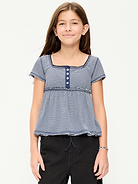 Image number 1 showing, Short-Sleeve Henley Top for Girls