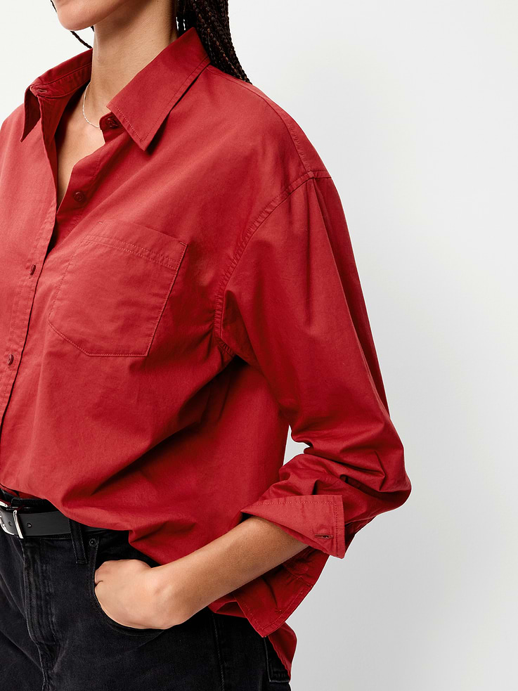Image 4 of 8, Oversized Button-Down Boyfriend Shirt
