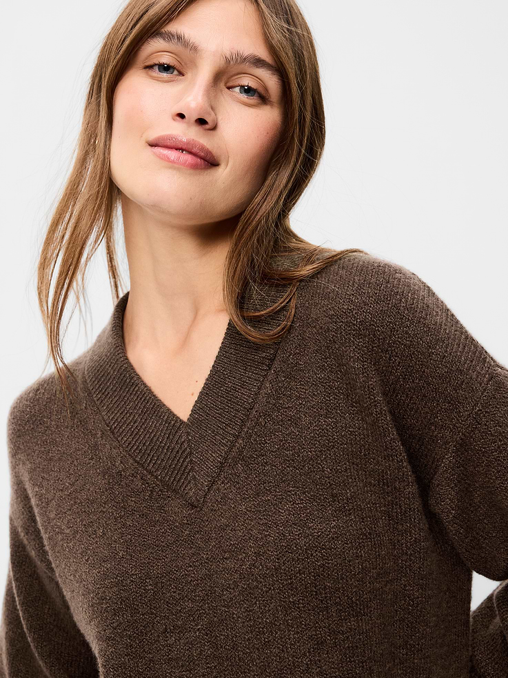 Image 4 of 9, SoSoft Long-Sleeve V-Neck Mini Sweater Dress