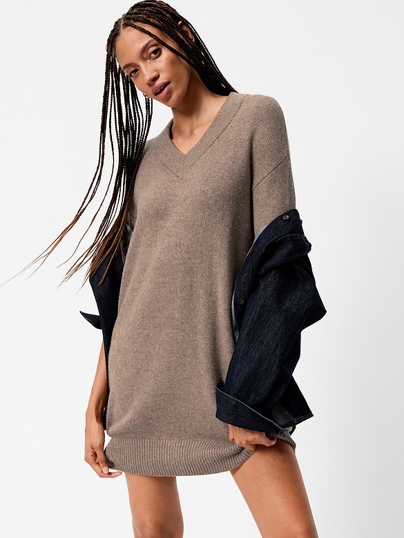 SoSoft Long-Sleeve V-Neck Mini Sweater Dress