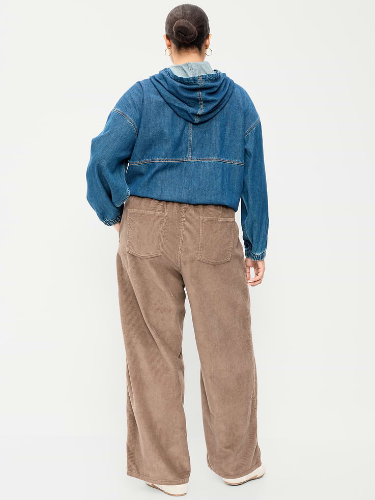 Image 6 of 6, High-Waisted Baggy Wide-Leg Corduroy Pants