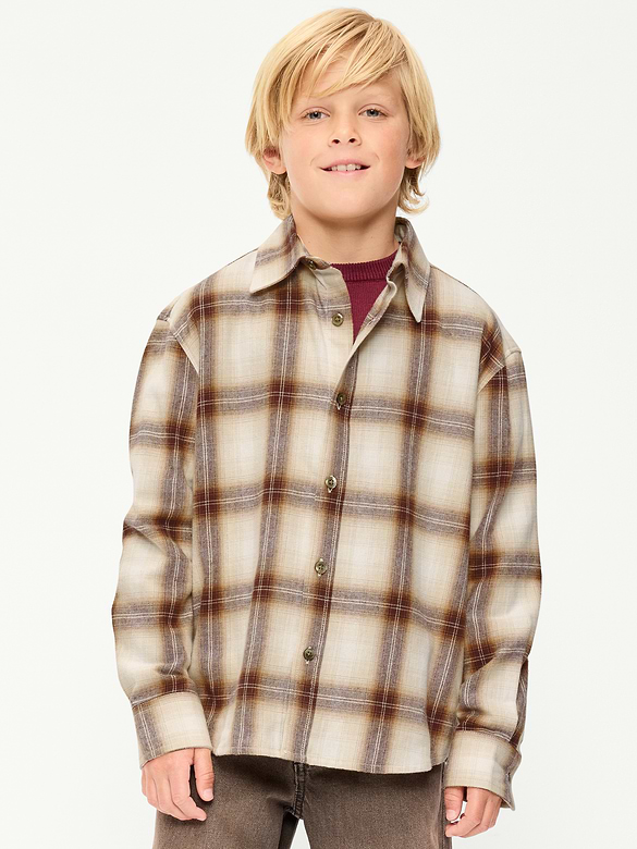 Oversized Long-Sleeve Flannel Shirt for Boys