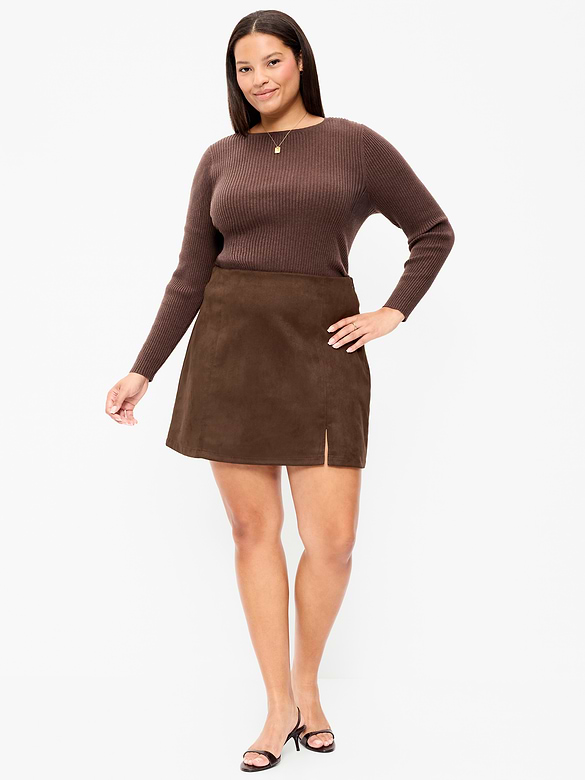 Faux-Suede Mini Skirt