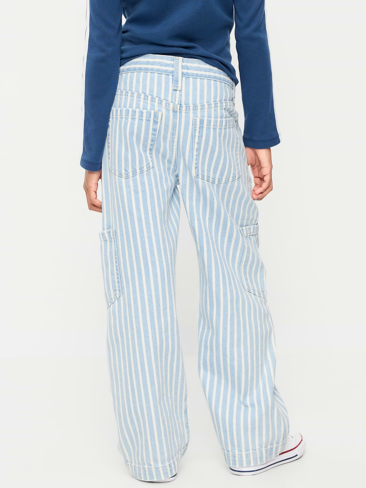 L'image numéro 2 présente Jean utilitaire rayé à taille basse pour fille