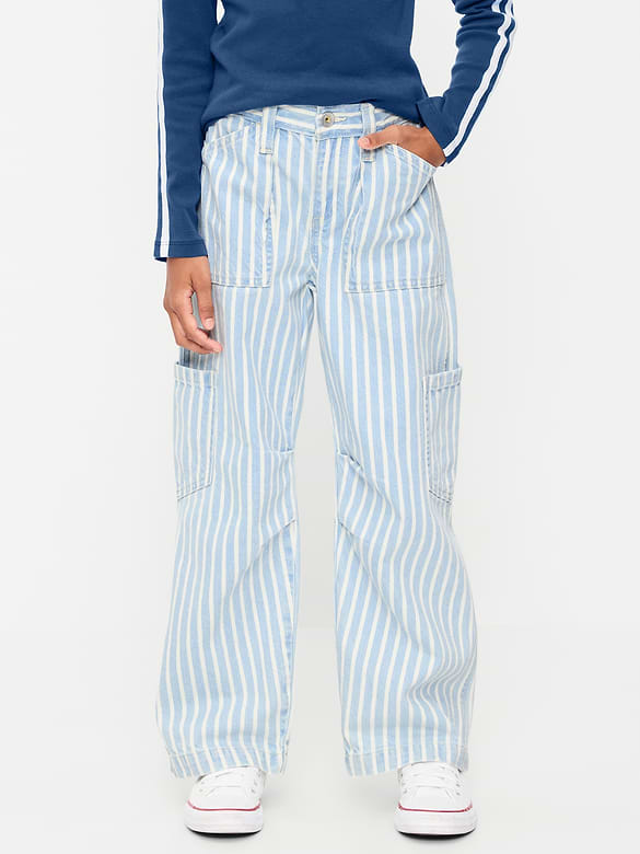 Low-Rise Striped Utility Jeans for Girls