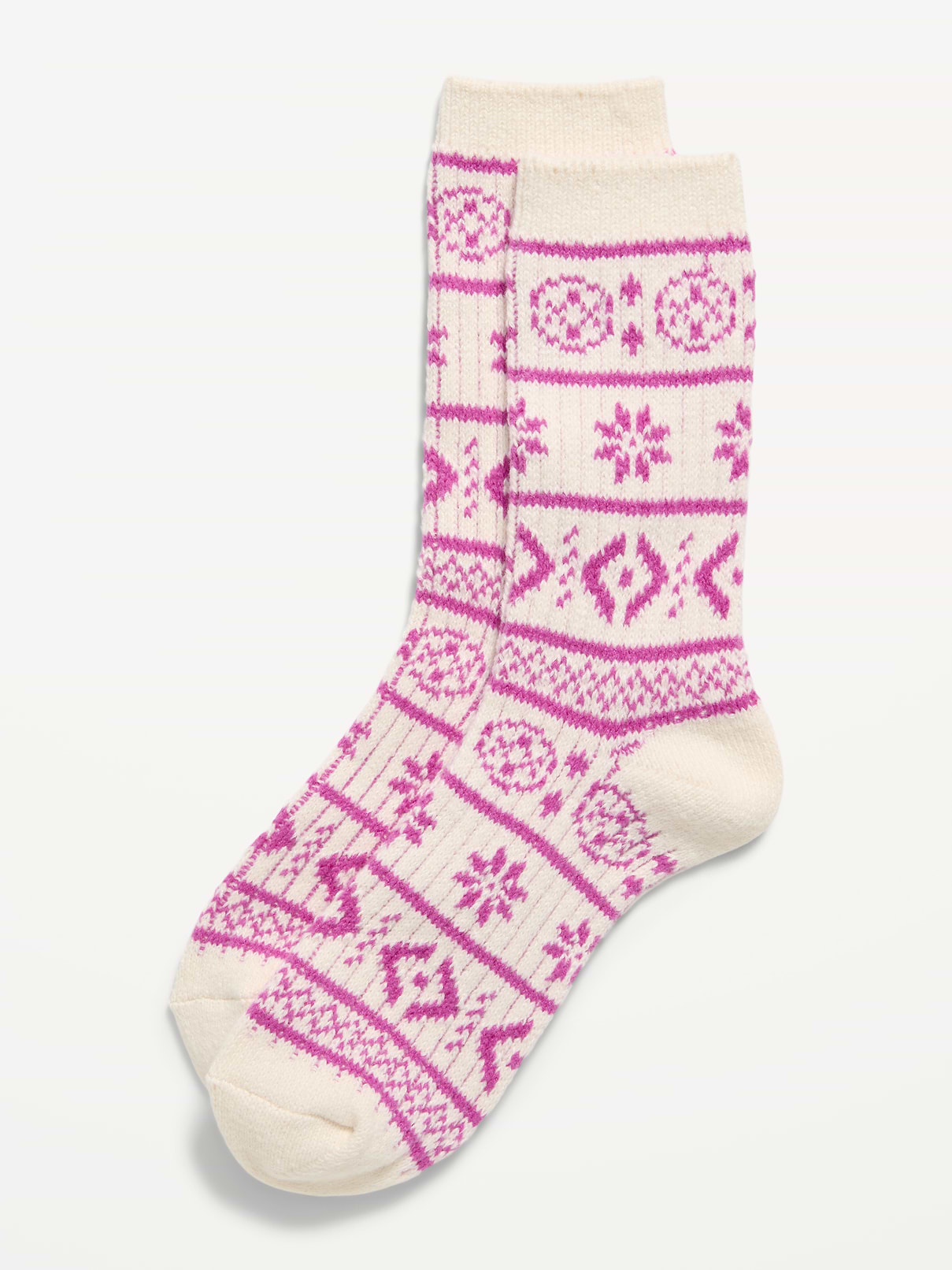 Image 1 of 2, rib-knit openings, notched seams for comfort, fair isle print, Product #908029