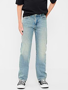 Image 1 of 5, interior adjustable waistband, snap-button closure in sizes 5-8, regular button closure in sizes 10-20, zip fly, scoop pockets and coin pocket in front, patch pockets in back, Product #907839