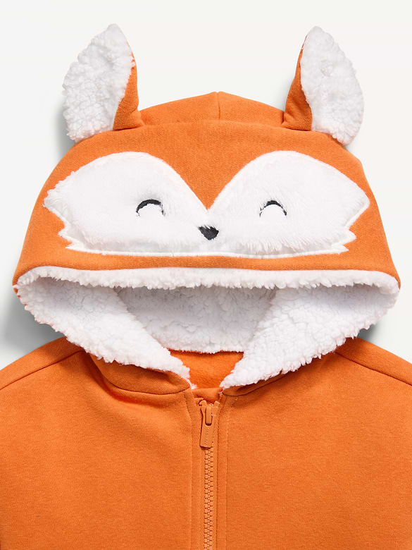 Oversized Critter Full-Zip Hoodie for Toddler Boys