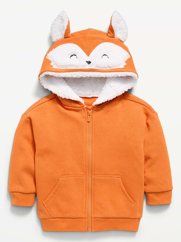 Oversized Critter Full-Zip Hoodie for Toddler Boys