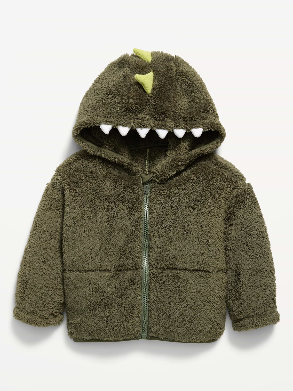 Image 1 of 2, built-in hood, dino "spikes" and "teeth" at crown, dino "spikes" along back, long sleeves, full length zipper, on-seam pockets, Product #908199