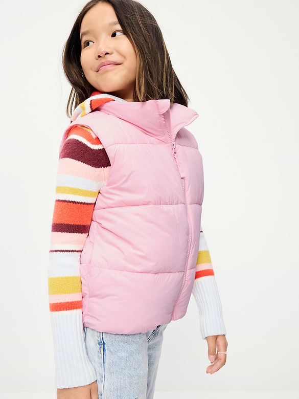 Water-Resistant Quilted Puffer Vest for Girls