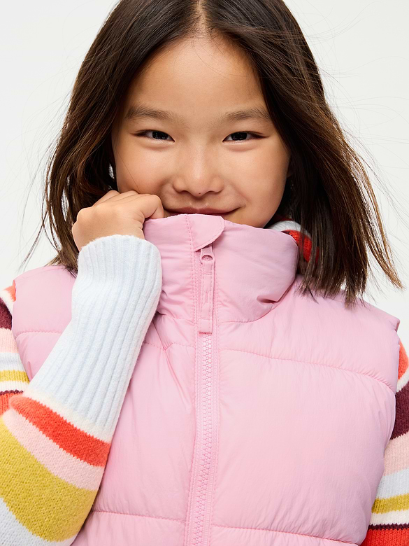Water-Resistant Quilted Puffer Vest for Girls