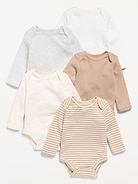 Image number 1 showing, Long-Sleeve Bodysuit 5-Pack for Baby