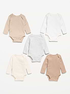 Image number 2 showing, Long-Sleeve Bodysuit 5-Pack for Baby