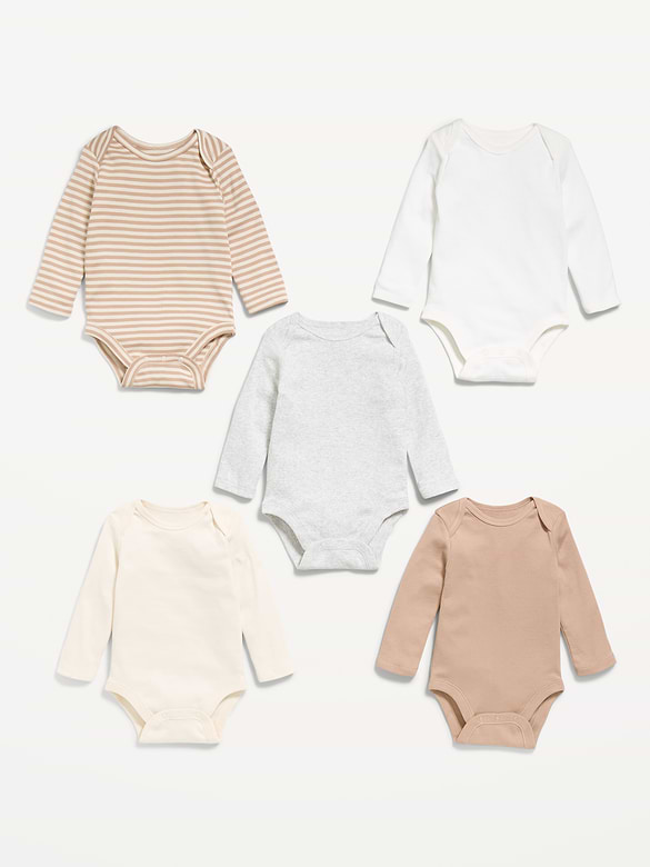 Long-Sleeve Bodysuit 5-Pack for Baby