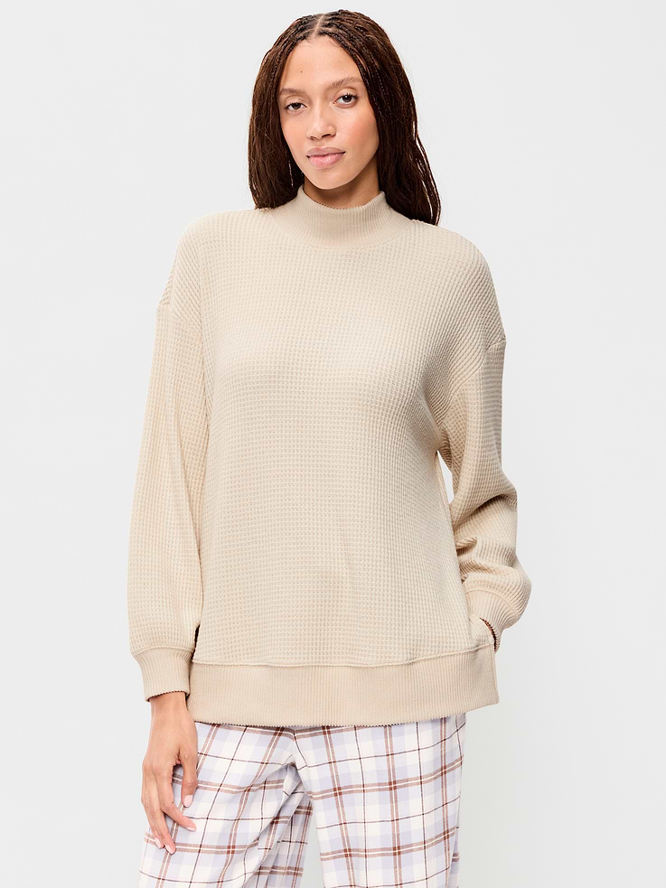 Image 1 of 9, mock neck, long sleeves, rib-knit trim, Product #908489