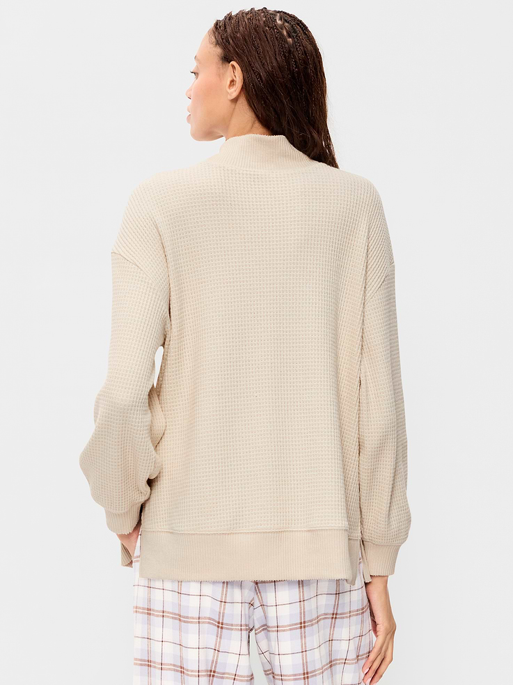 Image 2 of 9, Oversized Mock-Neck Long-Sleeve Top